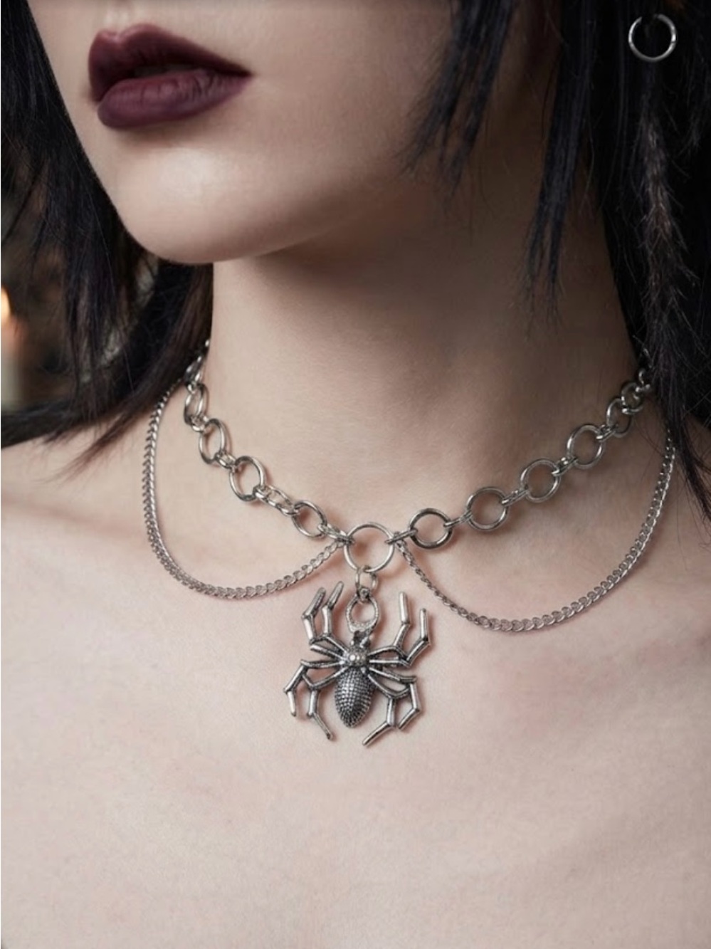 Hand Crafted Spider Double-Layer Choker Necklace